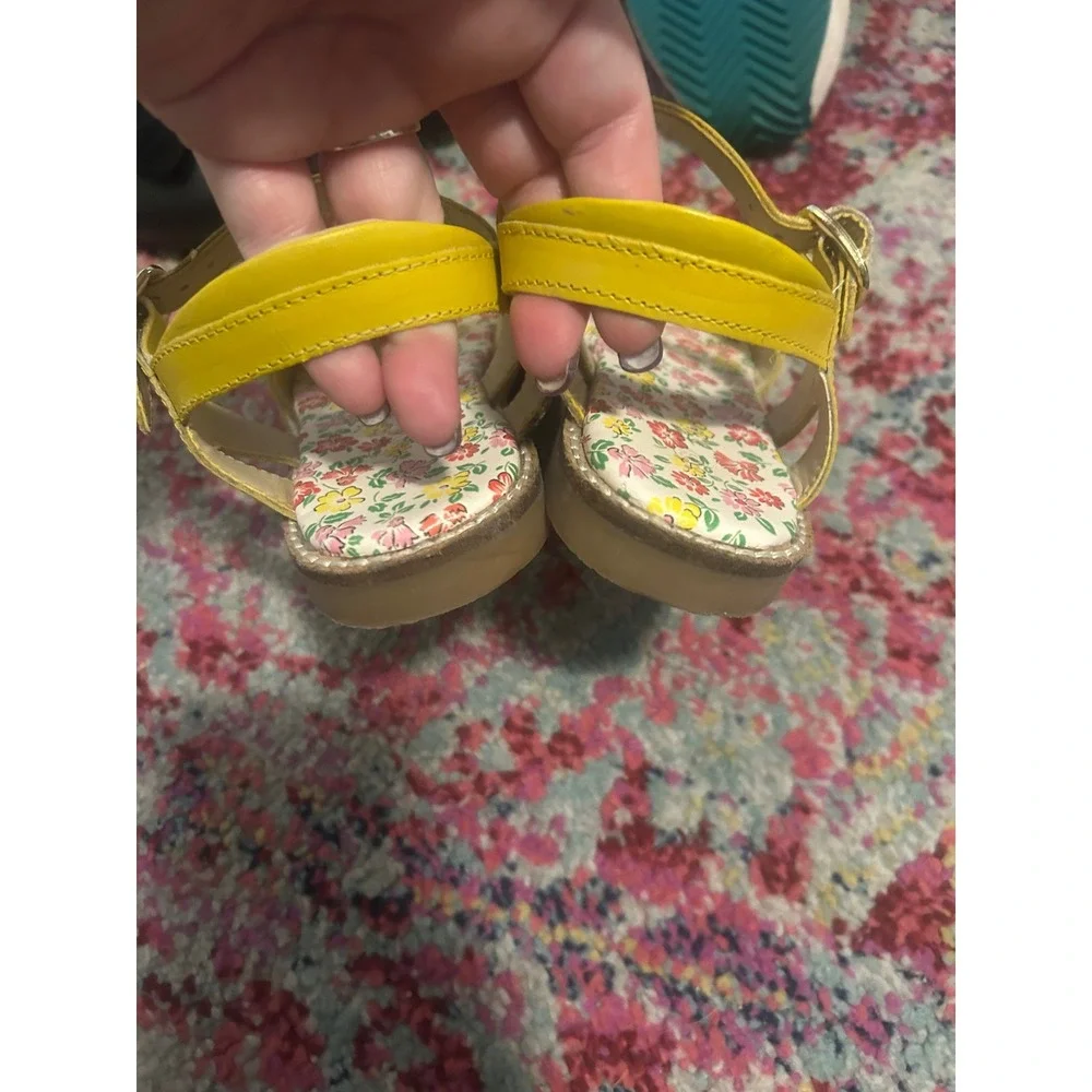 Kids‎ Yellow Floral Print Leather Buckle Sandals Toddler Child